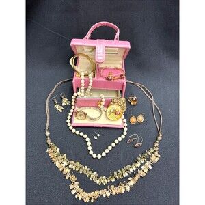 Costume Jewelry Lot Granny Coquette Glam Brooch Bracelet Necklace Earrings Watch